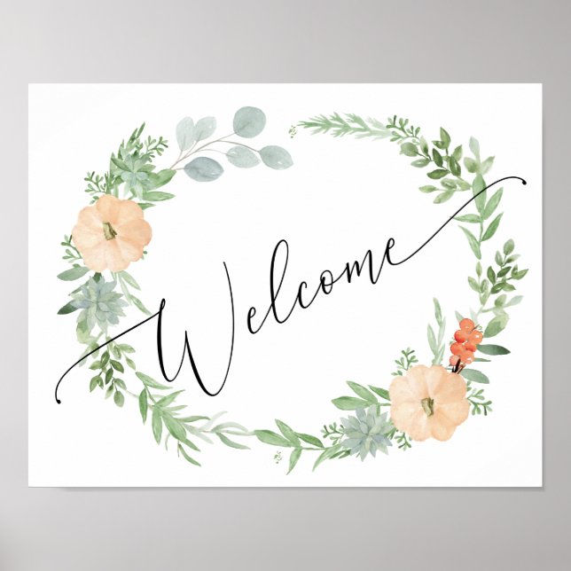 Fall Elegant Pumpkin Welcome Sign (Front)