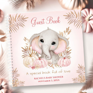 Fall Elephant Pumpkin Girl Baby shower Guest Book