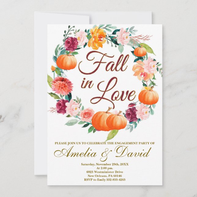 Fall Engagement Invite, Fall Couples Shower Invitation (Front)