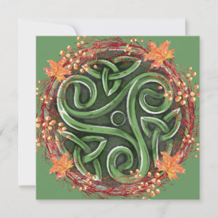Fall Equinox Mabon Celtic Triskelion Harvest Holiday Card