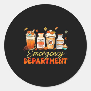 Fall Er Nurse Emergency Room Nurse School Pumpkin Classic Round Sticker