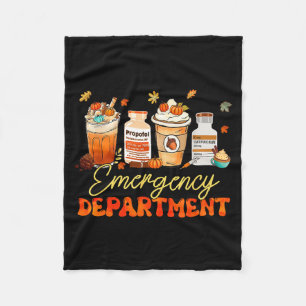Fall Er Nurse Emergency Room Nurse School Pumpkin  Fleece Blanket