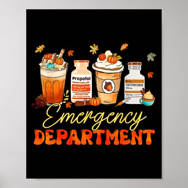 Fall Er Nurse Emergency Room Nurse School Pumpkin  Poster (Front)