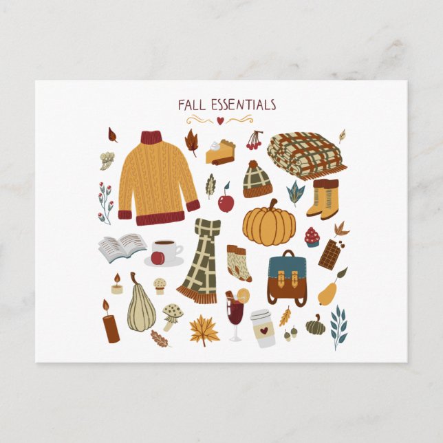 Fall Essentials Digital Drawing Postcard (Front)