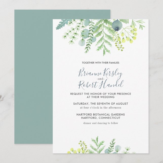 Fall Eucalyptus Foliage Floral Wedding Invitation (Front/Back)