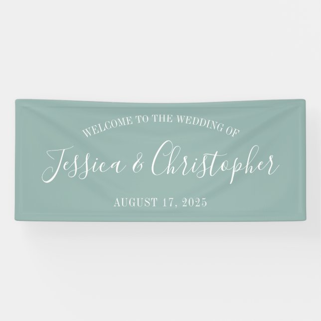 Fall Eucalyptus Solid Custom Wedding Banner (Horizontal)