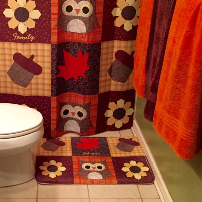 Fall Fabric Collage Personalised Bath Mat (Creator Uploaded)