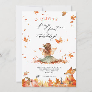 Fall Fairy and Fox First Birthday Invitation