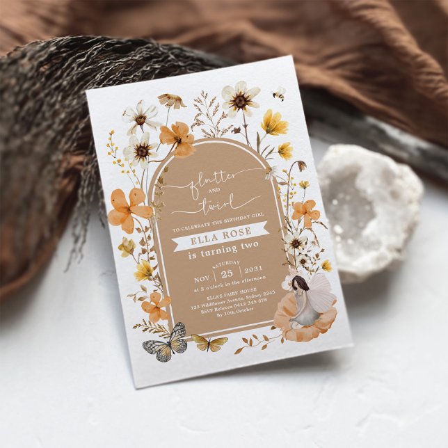 Fall Fairy Boho Wildflower Garden Birthday Party Invitation (Creator Uploaded)