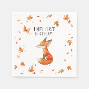 Fall Fairy First Birthday Thank You with a Fox Napkin