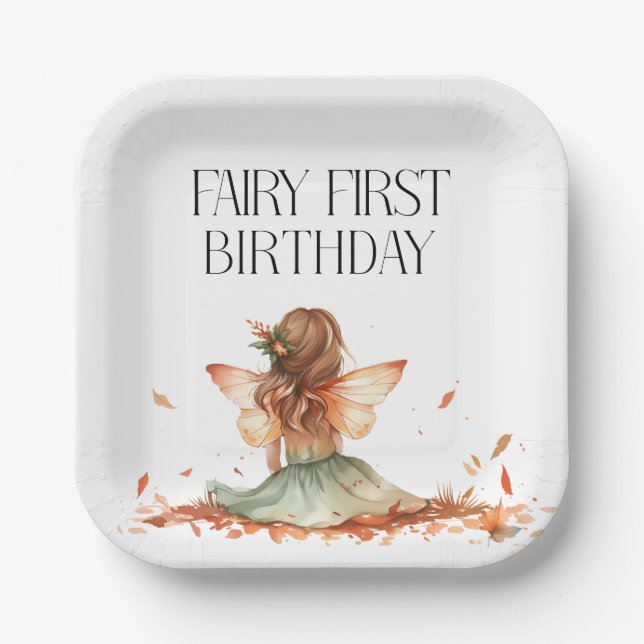 Fall Fairy First Birthday Thank You with a Fox Paper Plate (Front)