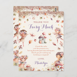 Fall Fairy Girl Birthday Thank You Post Card