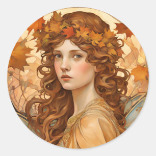 Fall Fairy round sticker