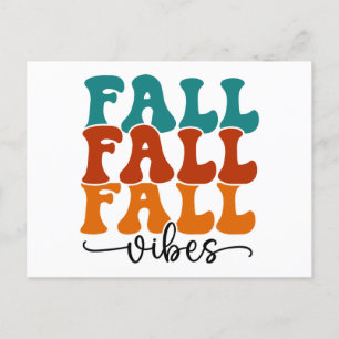 Fall Fall Fall Vibes Calligraphy Script Postcard