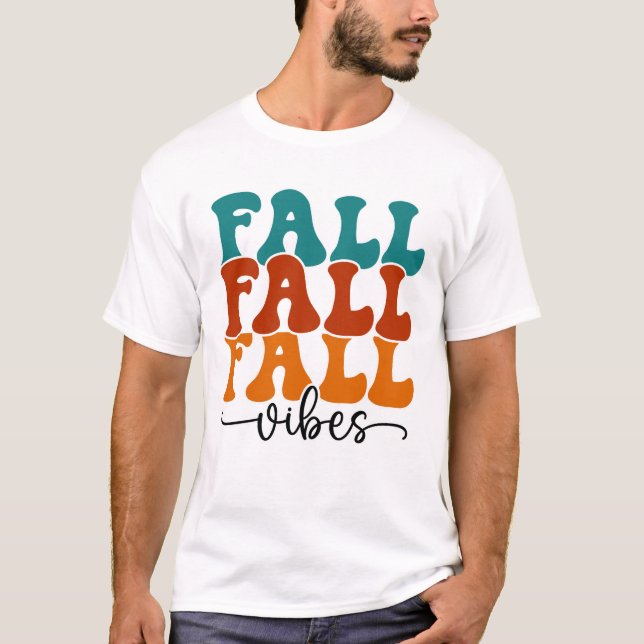 Fall Fall Fall Vibes Typography Script Men T-Shirt (Front)