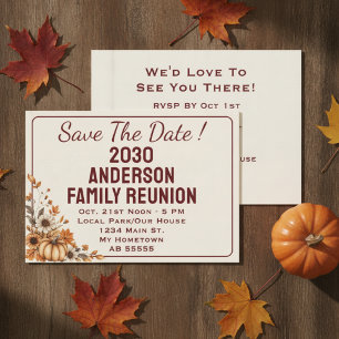 Fall Family Reunion Save The Date Pumpkin Floral Invitation