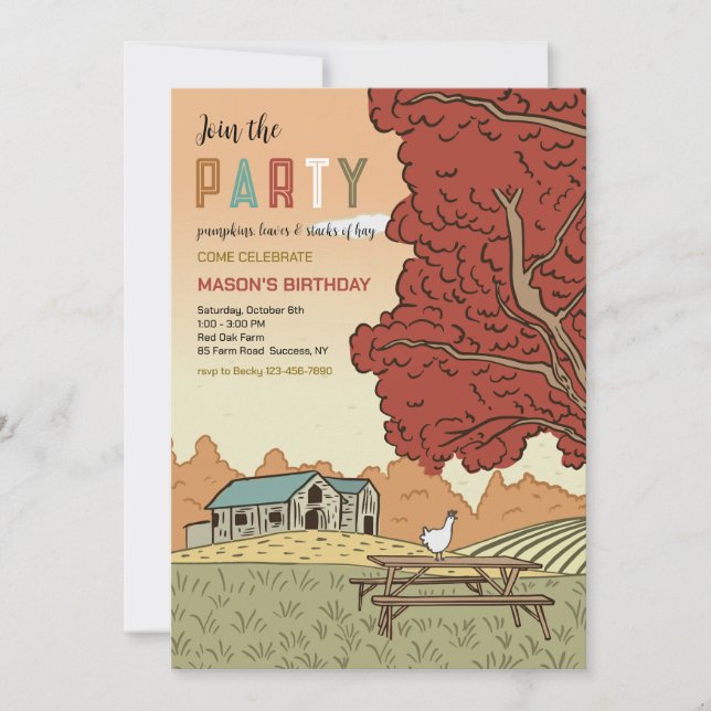 Fall Farm Landscape Party Invitation (Front)
