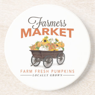 FALL FARMERS MARKET PUMPKIN AND SUNFLOWERS COASTER