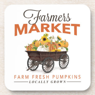 FALL FARMERS MARKET PUMPKIN AND SUNFLOWERS COASTER