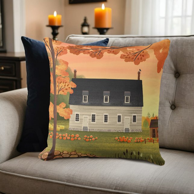 Fall Farmhouse Autumn Pumpkin | Square Cushion (Creator Uploaded)