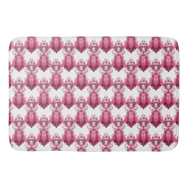 Fall Fashion Pink Ghost Steampunk Bath Mat (Front)