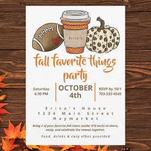 Fall Favourite Things Party Football Latte Pumpkin