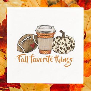 Fall Favourite Things Party Football Latte Pumpkin Napkin