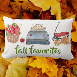 Fall Favourites Apples Books Red Wagon Pumpkins Lumbar Cushion