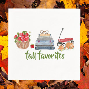 Fall Favourites Apples Books Red Wagon Pumpkins Napkin