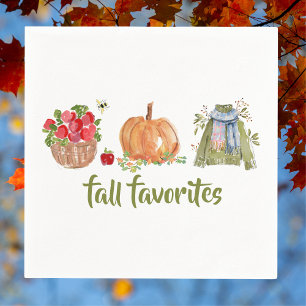 Fall Favourites Watercolor Apple Pumpkin Sweater Napkin