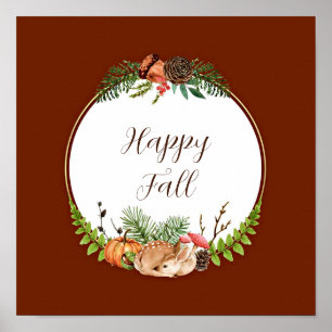 Fall fawn and nature with customisable text poster