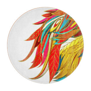 Fall Feather elegant colourful abstract art Cutting Board
