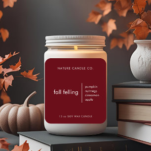 Fall Felling Candle Label   Burgundy Minimalist