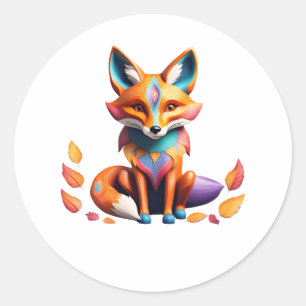 Fall Female Fox Alebrije Classic Round Sticker