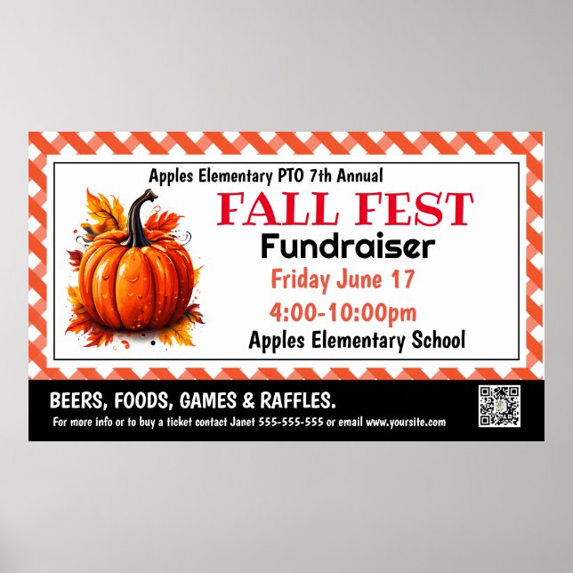 Fall fest Fundraiser PTO PTA Church Banner Poster (Front)