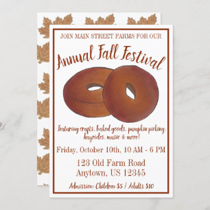 Fall Festival Apple Cider Doughnut Maple Leaf Cand Invitation