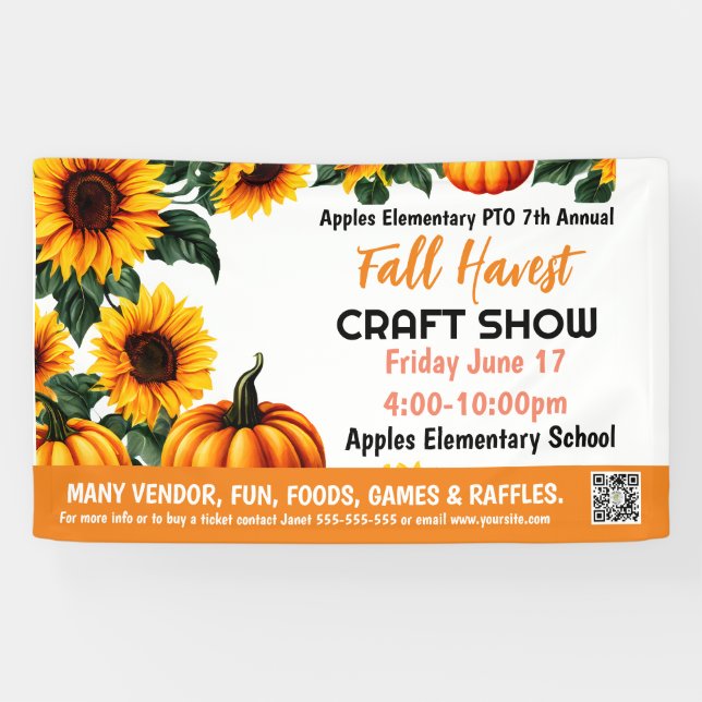 FALL FESTIVAL CRAFT SHOW PTO PTA Church Banner (Horizontal)