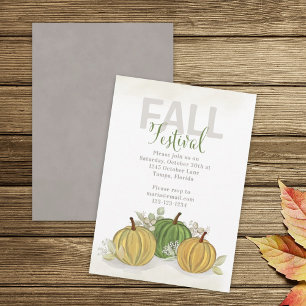 Fall Festival Watercolor Simple Pumpkin Gourd Invitation