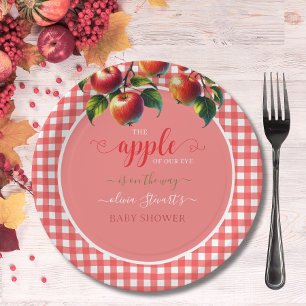 Fall festive plaid Apple theme Baby shower Paper Plate