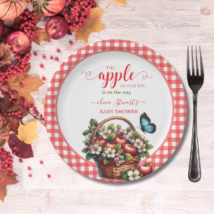 Fall festive plaid Apple theme Baby shower Paper Plate