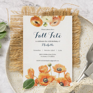 Fall Fete Autumn Birthday Party Orange Blossom Invitation