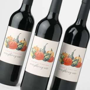 Fall Fete Autumn Party Colourful Pumpkins  Wine Label
