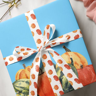 Fall Fete Autumn Party Orange Pumpkins Satin Ribbon