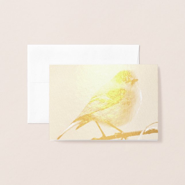 Fall Finch Blank Foil Note Card (Front With Envelope)