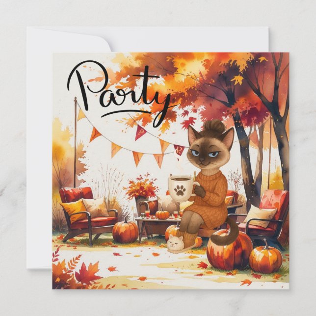 Fall Flannel & Fizz Friendsgiving Party  Invitation (Front)