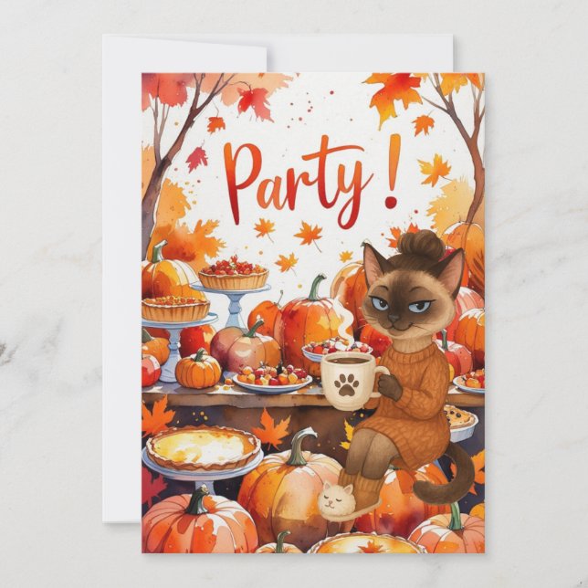 Fall Flannel & Fizz Friendsgiving Party  Invitation (Front)