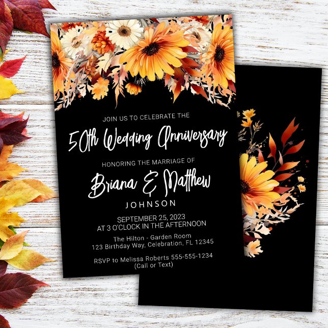 Fall Floral 50th Wedding Anniversary  Invitation (Creator Uploaded)