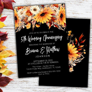 Fall Floral 5th Wedding Anniversary Invitation