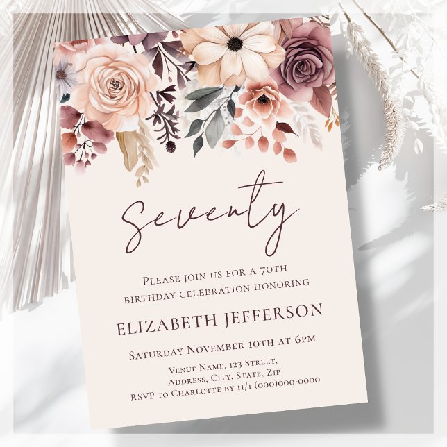 Fall Floral 70th Birthday Invitation (Creator Uploaded)