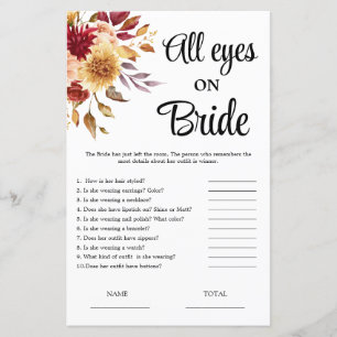 Fall Floral All eyes on Bride Bridal Shower Game